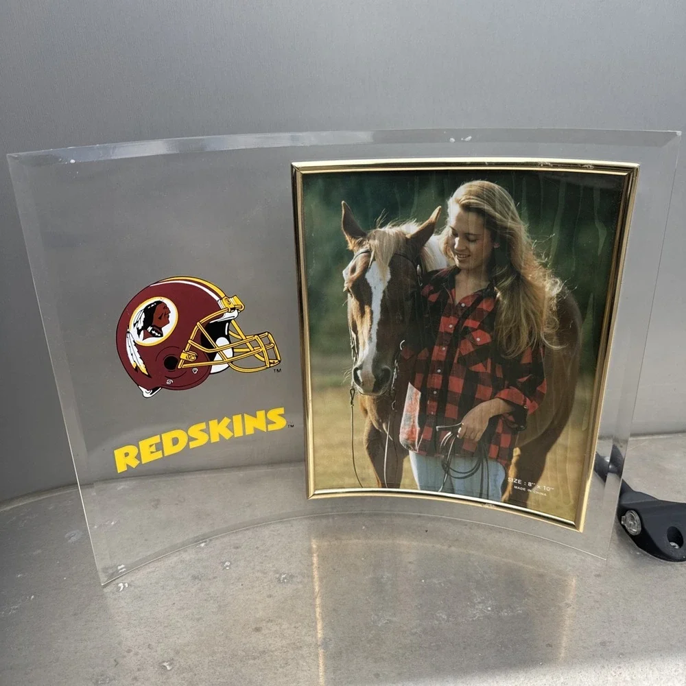 Vintage Rare Washington Redskins Acrylic Picture Frame 8x10 HTF Curved EUC
